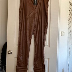 Brown Faux Leather Pants